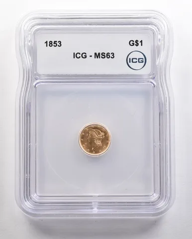 1853 $1 Liberty Head Gold Dollar MS63 ICG *4459