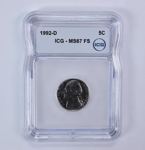 1992-D Jefferson Nickel MS67 FS ICG