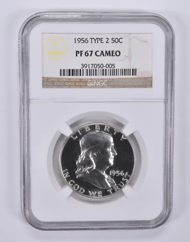 1956 Franklin Half Dollar Type 2 PF67 Cameo NGC a9255