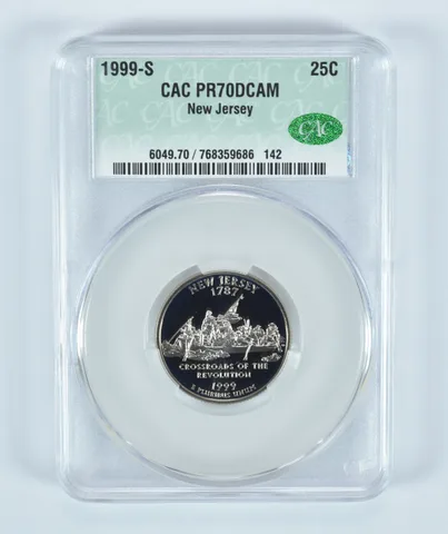 1999-S Washington State Quarter New Jersey PR70 DCAM CAC CACg