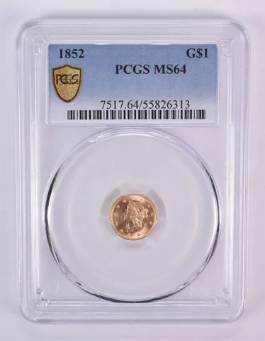 1852 $1 Liberty Head Gold Dollar MS64 PCGS *1026