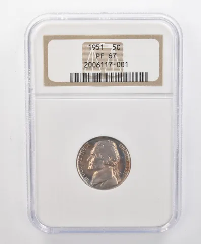 PF67 1951 Jefferson Nickel NGC Rainbow Toning Old Holder *0748