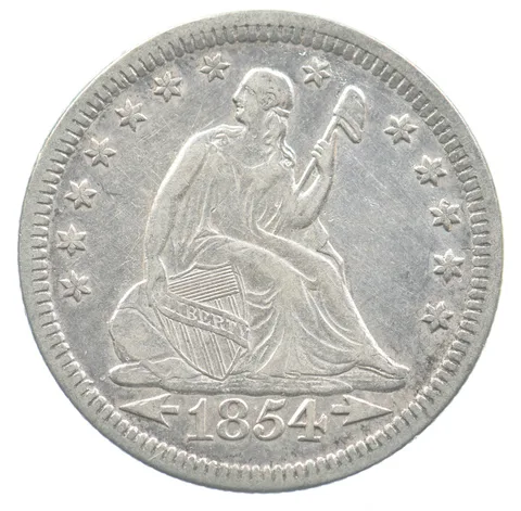 1854 Seated Liberty Quarter Arrows *4737