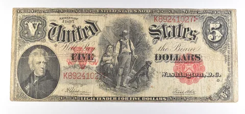 1907 $5 Woodchopper Legal Tender Large Note Red Seal FR#91 *0785