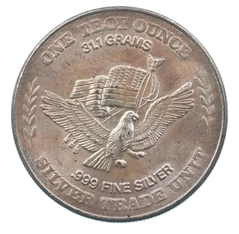 VINTAGE Art Bar/Round 1981 US Strategic Stockpile 1 Oz. Silver 1 T Ounce *255