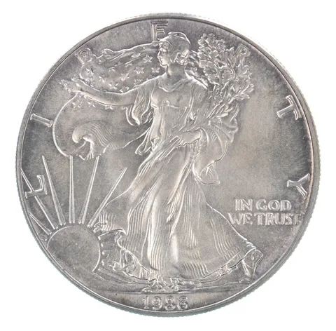 Beautiful Toned - 1986 American Silver Eagle 1 Troy Oz .999 Fine Silver *058
