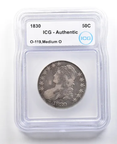 1830 Capped Bust Half Dollar O-119 Medium O Authentic ICG *2974