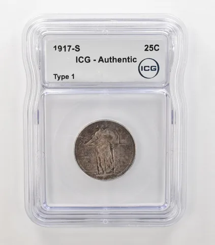 1917-S Standing Liberty Quarter Type 1 Authentic ICG Beautiful Tone a6871