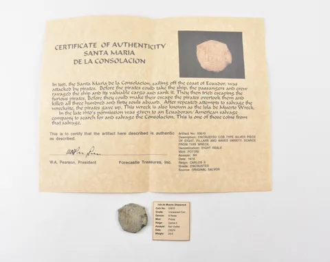 167X Mexico 8 Reales Santa Maria De La Consolacion Shipwreck W/ CoA *9077