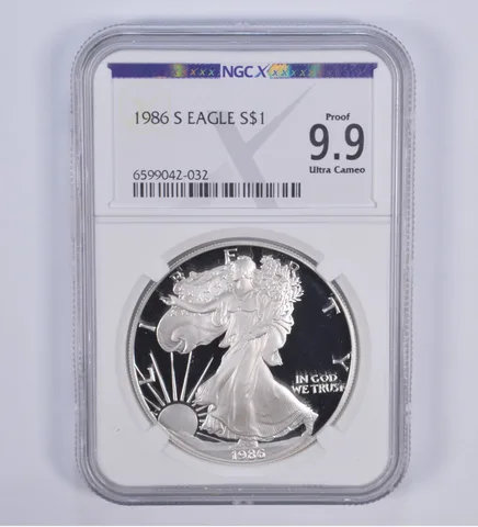 1986-S American Silver Eagle Proof 9.9 NGC X NGCX - Almost PERFECT