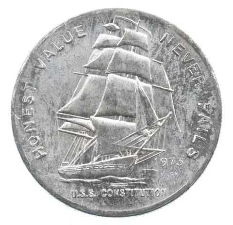 VINTAGE Art Bar/Round 1973 Constitution Mint Honest Value Silver 1 T Oz *228