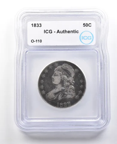 1833 Capped Bust Half Dollar O-110 Authentic ICG *3010