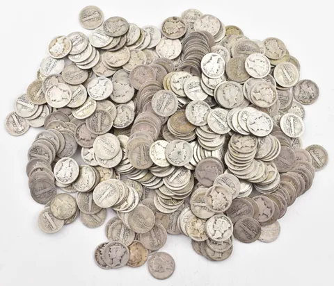 1918-D Mercury 90% Silver Dime Roll Lot of 50 PCS $5 Face
