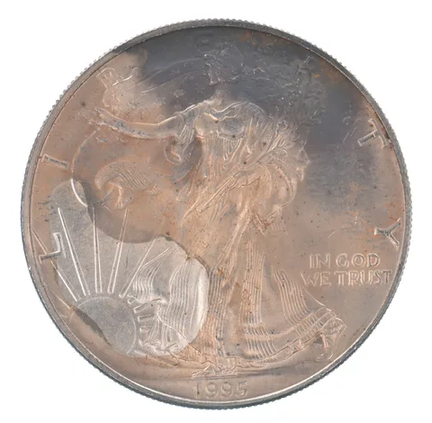 Beautiful Toned - 1995 American Silver Eagle 1 Troy Oz .999 Fine Silver *124