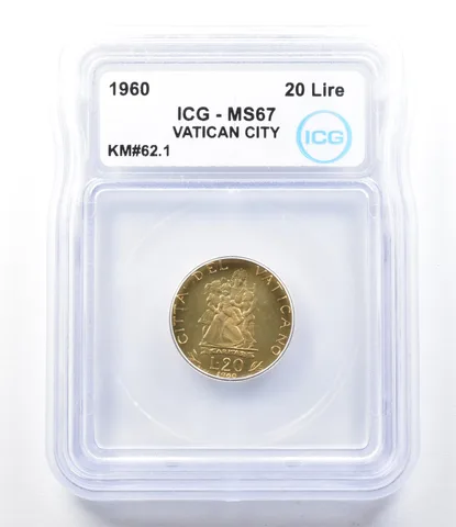 1960 Vatican City 20 Lire KM#62.1 MS67 ICG *8917