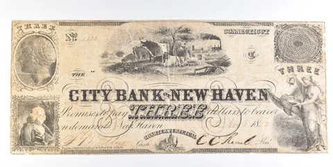 1852 $3 New Haven CT City Bank Obsolete Note *0236