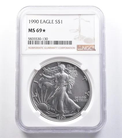 1990 American Silver Eagle MS69* STAR NGC *9599