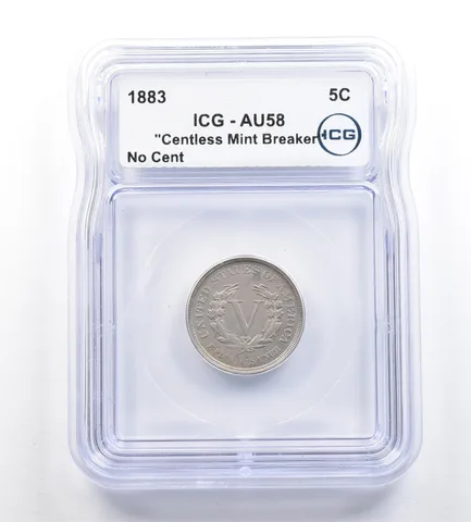 1883 Liberty V Nickel Centless Mint Breaker No Cent AU58 ICG *7273