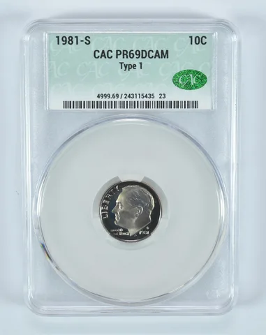 1981-S Roosevelt Dime Type 1 PR69 DCAM CAC CACg