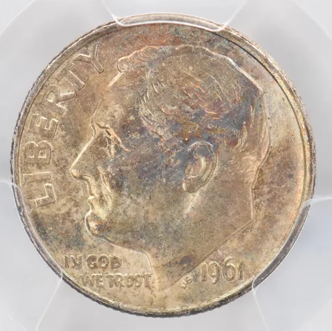 1961 Roosevelt Dime AU58 PCGS Beautiful Tone *0882