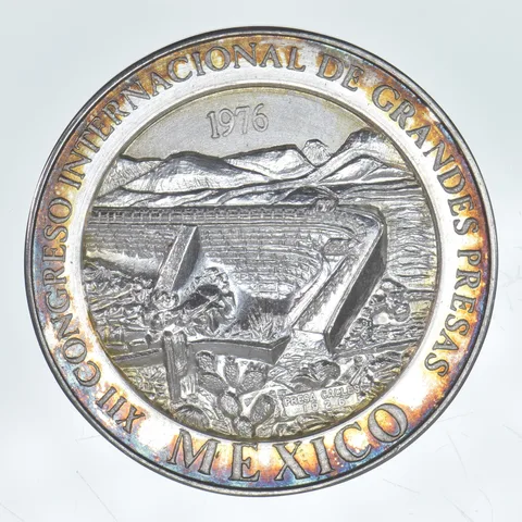 1976 Mexico Silver Round International Congress On Dams Peripheral Tone *8051
