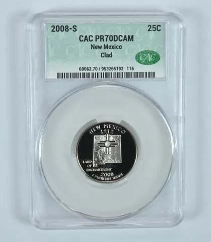 2008-S Washington State Quarter New Mexico CLAD PR70 DCAM CAC CACg