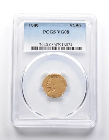 VG08 1909 $2.50 Indian Head Gold Quarter Eagle PCGS LOWBALL Low Ball *2553