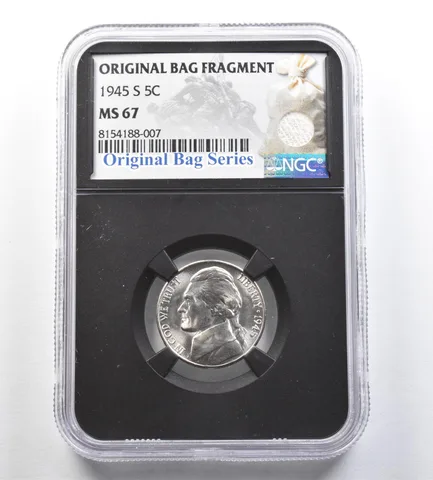 1945-S Jefferson Nickel Original Bag Fragment MS67 NGC *7201