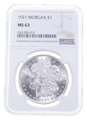 1921 Morgan Silver Dollar MS63 NGC Philadelphia - Brown Label
