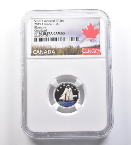 2019 Canada 10 Cents Silver Colorized PF Set Bluenose PF70 UCAM NGC *7081