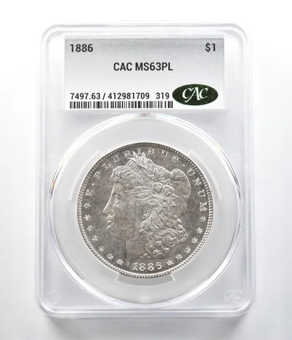 1886 Morgan Silver Dollar MS63 PL CAC CACg a0859