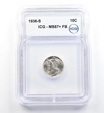 1936-S Mercury Dime MS67+ FB ICG *0145