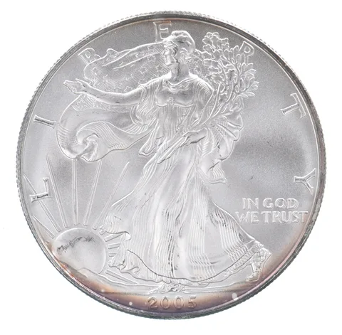 Beautiful Toned - 2005 American Silver Eagle 1 Troy Oz .999 Fine Silver *151