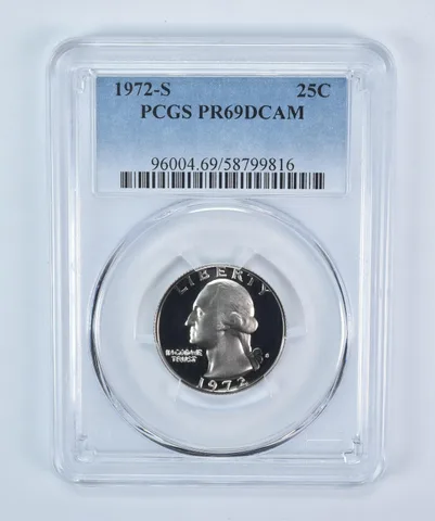 1972-S Washington Quarter PR69 DCAM PCGS Blue Label