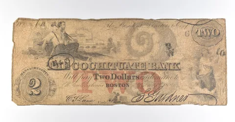 1850s $2 Boston MA Cochituate Bank Obsolete Note *8427