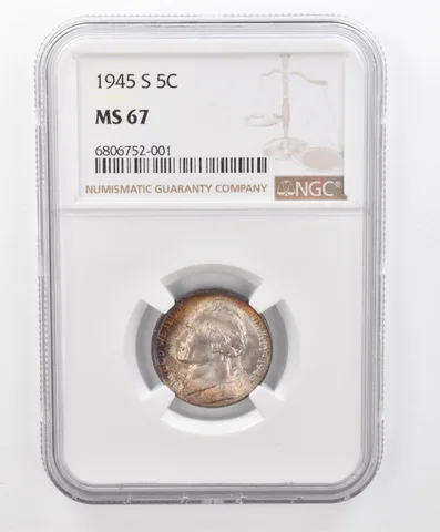 1945-S Jefferson Nickel MS67 NGC Beautiful Tone *2691