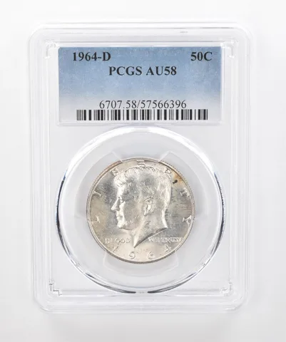 1964-D Kennedy Half Dollar AU58 PCGS Beautiful Tone Reverse a1354