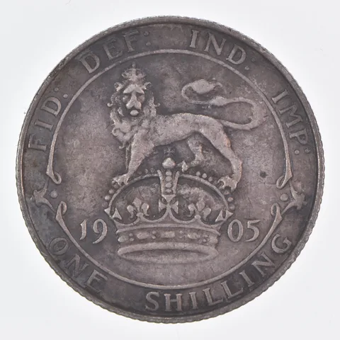 Better Date - 1905 Great Britain 1 Shilling World Coin- Silver *366