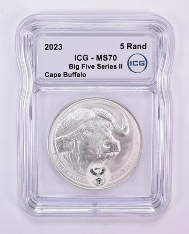 2023 South Africa 5 Rand Silver Buffalo Big Five Series II MS70 ICG