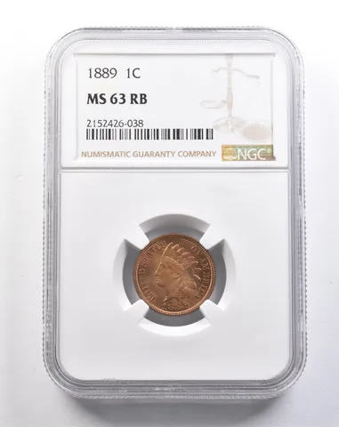 1889 Indian Head Cent MS63 RB NGC PQ a5296