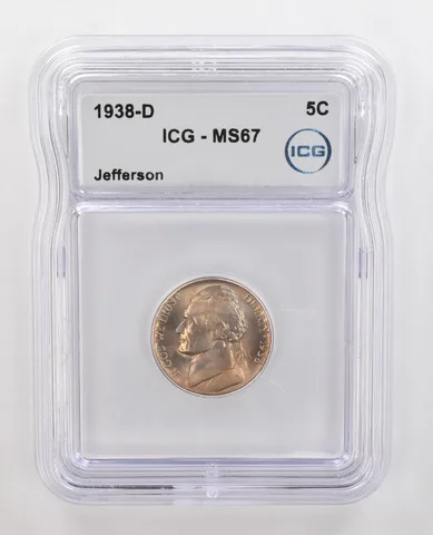 1938-D Jefferson Nickel MS67 ICG Beautiful Tone *4366
