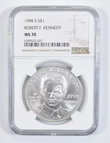 1998-S Robert F Kennedy Commemorative Silver Dollar MS70 NGC