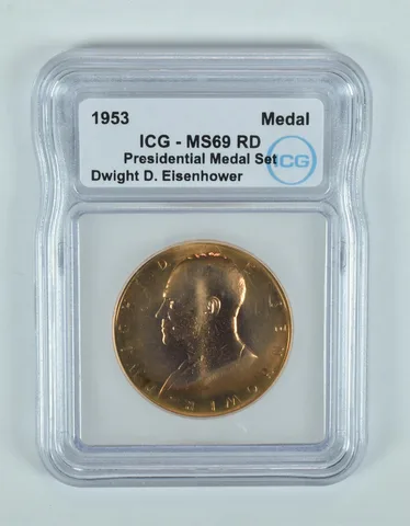 (1953) Presidential Medal Set Dwight D Eisenhower MS69 RD ICG