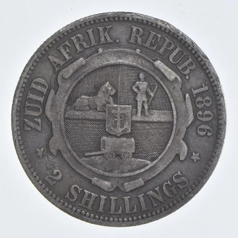 SILVER - WORLD Coin - 1896 South Africa 2 Shillings - World Silver Coin *821