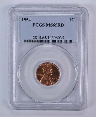 1954 Lincoln Wheat Cent MS65 RD PCGS Blue Label