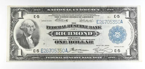 1918 $1 National Currency Note Richmond VA Ch#E-5 Large Note *8562