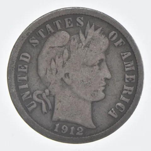 1912-S Barber Dime 90% Silver VG Condition