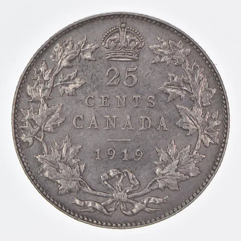 Better Date - 1919 Canada 25 Cents World Coin- Silver *362