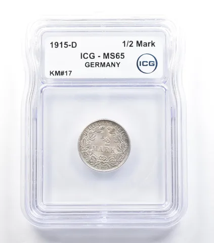 1915 D Germany 1/2 Mark KM#17 MS65 ICG *5715