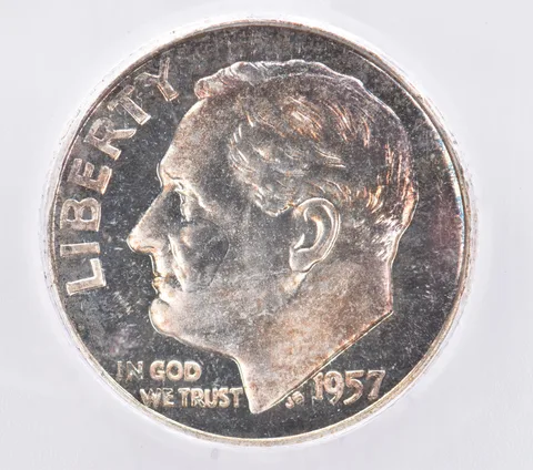 1957 Roosevelt Dime PR68 DCAM ICG Beautiful Tone *2509